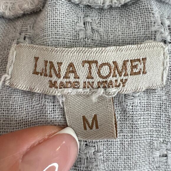 Lina Tomei Gray Tunic Top Linen Cowl Neck Sleeveless Size Medium M Made in ITALY - Picture 9 of 11